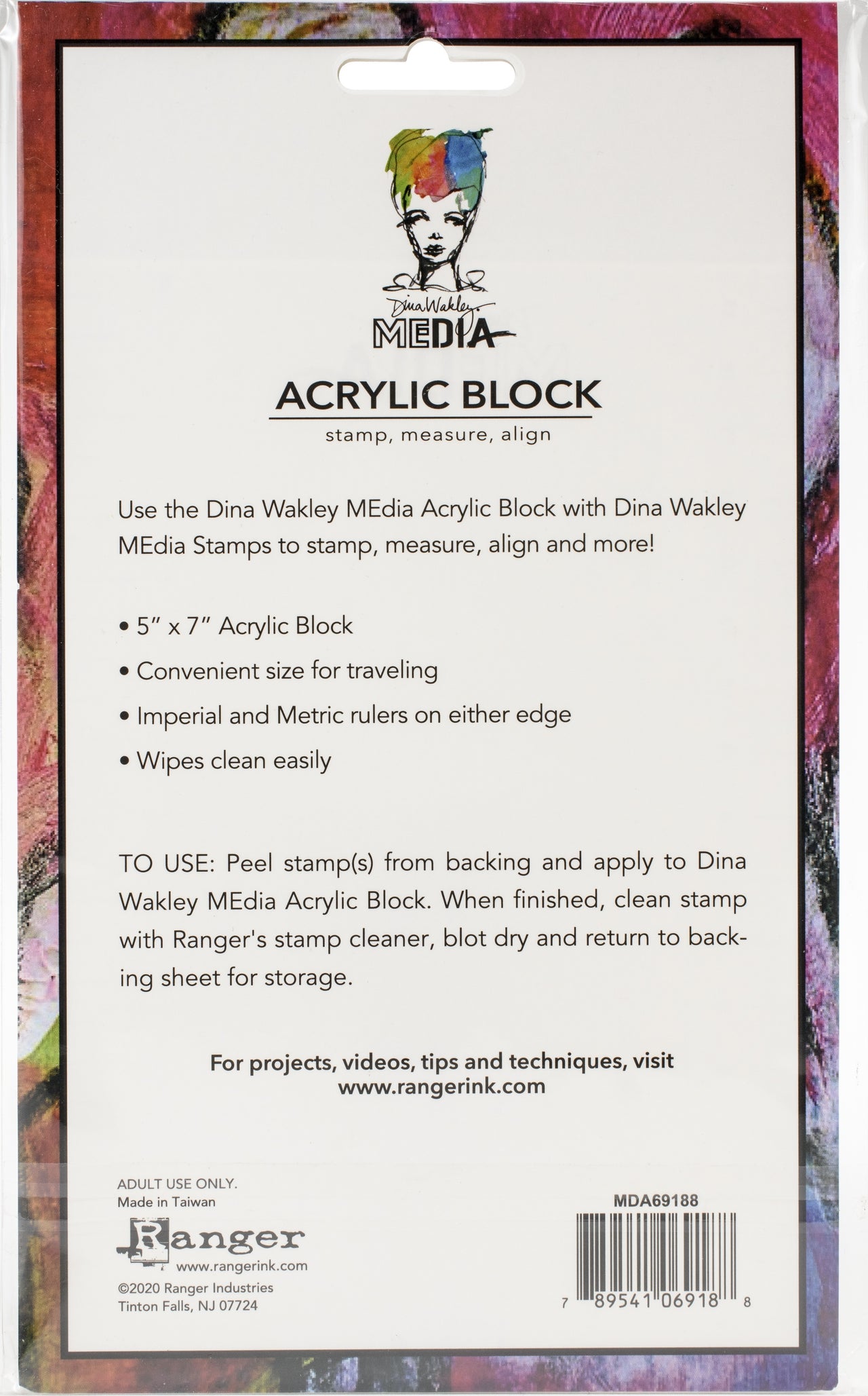 Ranger Dina Wakley Meida Stamping Block 5"X7" - 5"X7"