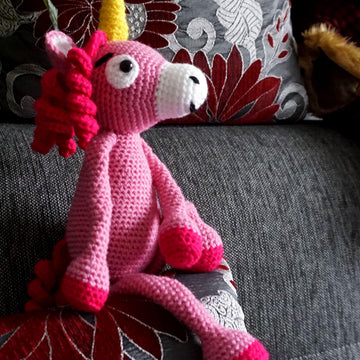 Crochet Pattern Long Legged Pink Unicorn Fluffy!