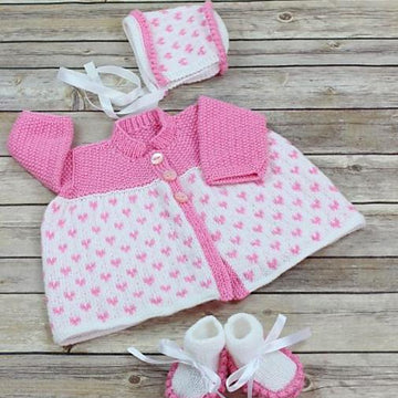 260- Hearts Matinee Jacket Knitting Pattern #260