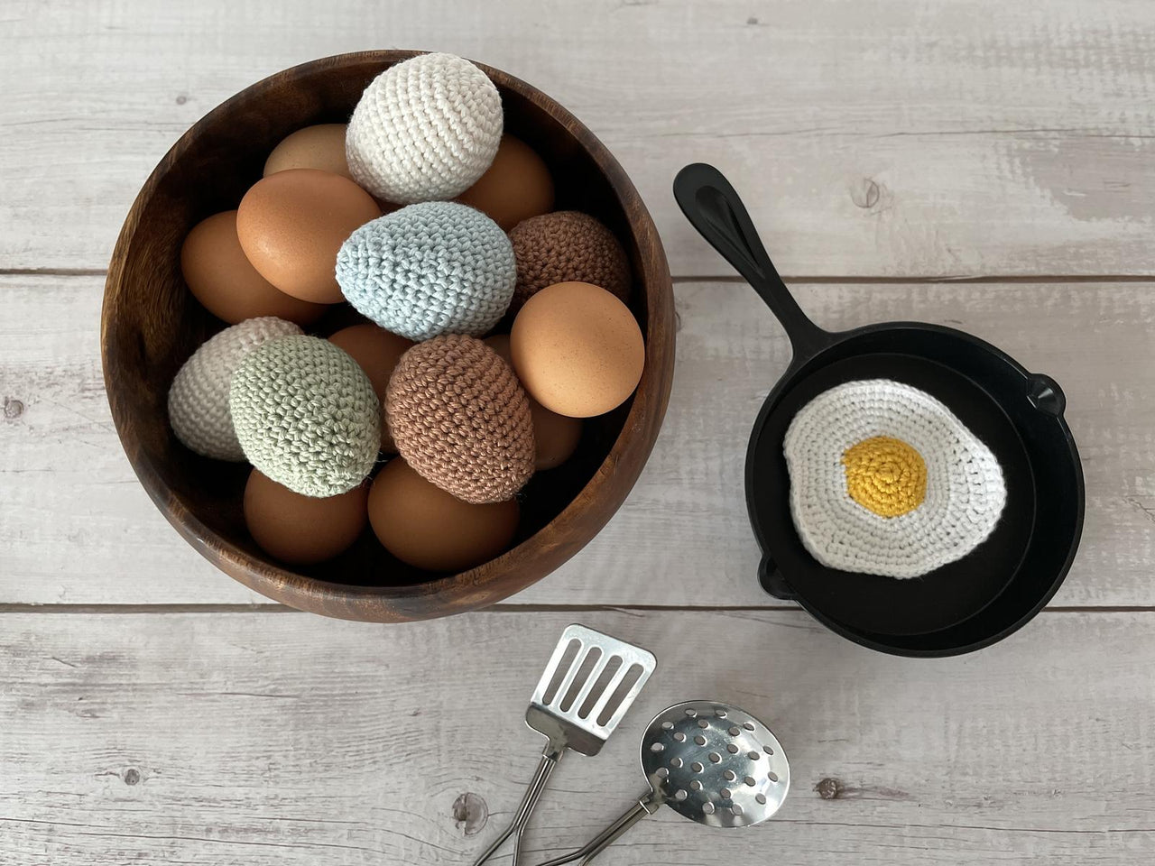 Crochet Egg Amigurumi - Whole & Fried