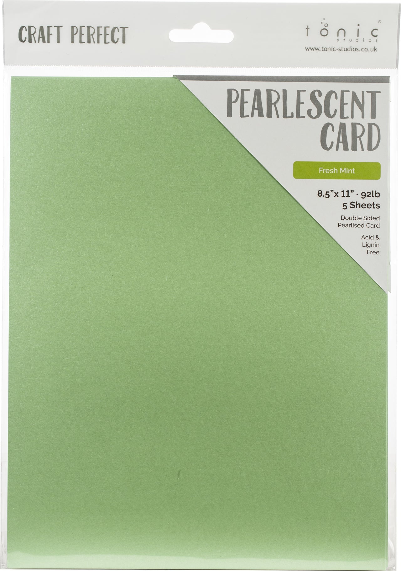 Tonic Studios Craft Perfect Pearlescent Cardstock 8.5"X11" 5/Pkg - Fresh Mint