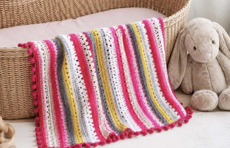 Cosy Stripe Crochet Blanket