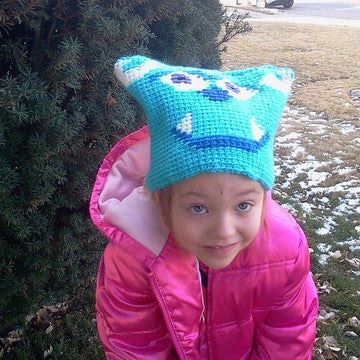 Graphed Beanie - Blue Horned Monsters