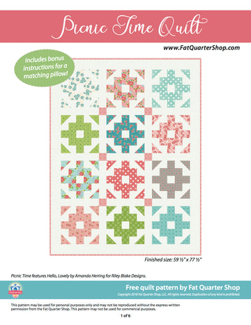 Riley Blake Picnic Time Quilt - Downloadable PDF