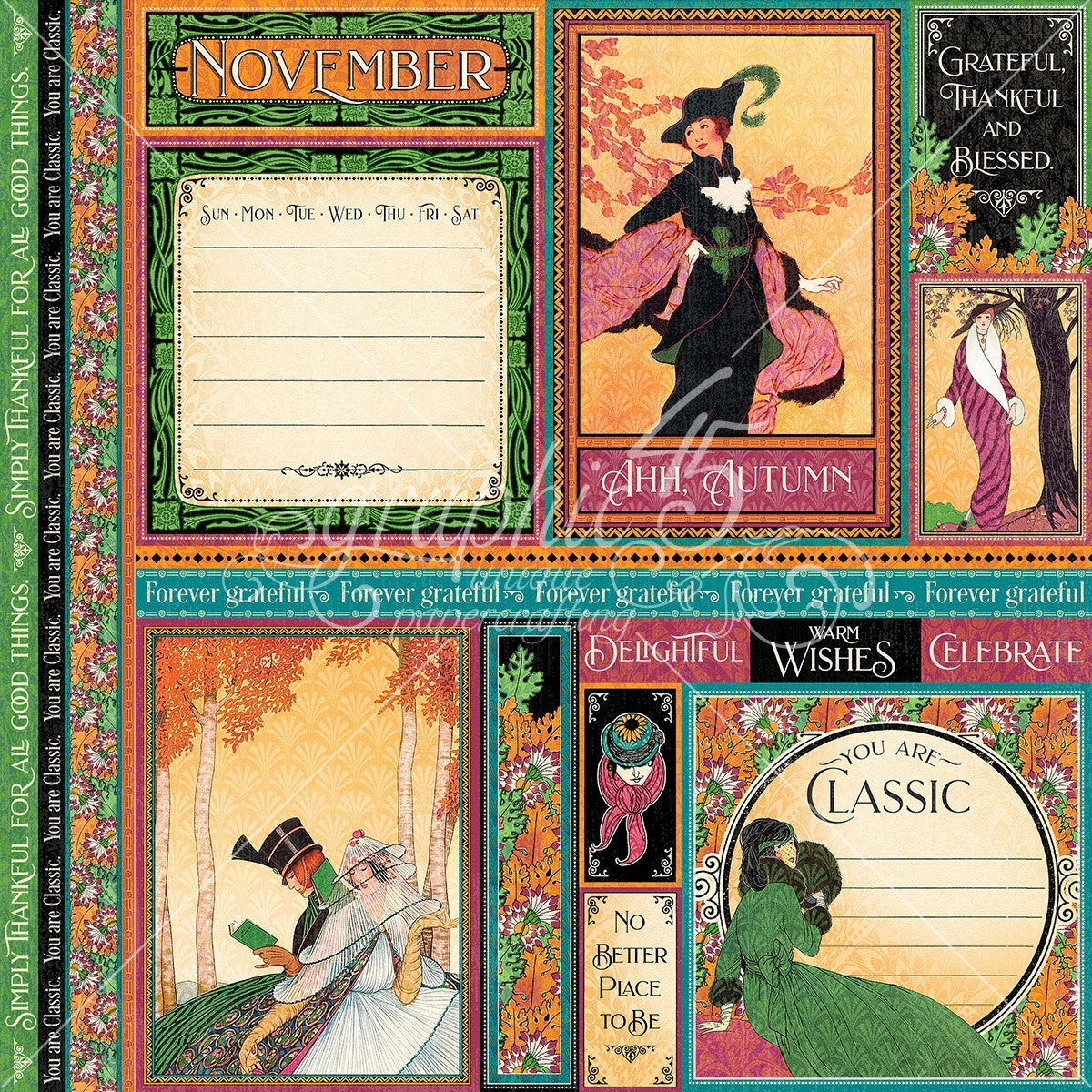 Graphic 45 Fashion Forward Double-Sided Cardstock 12"X12" 25/Pkg - November