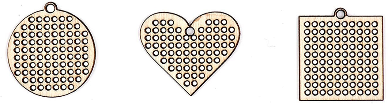 Rico Wooden Pendants To Stitch, Assorted Shapes, Pack of 6