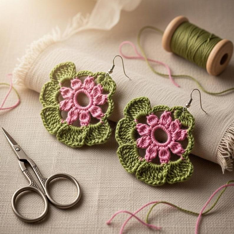 Crochet Flower Earrings Pattern – Floral Jewelry PDF + Video Tutorial