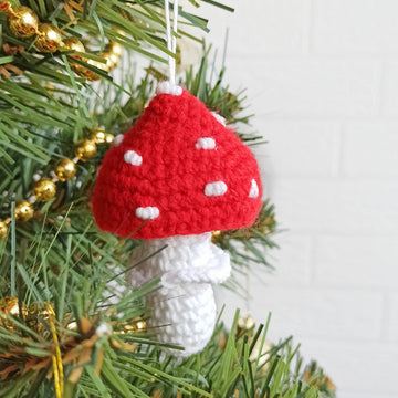 Mushrooms crochet pattern, Christmas tree ornaments, amigurumi food pattern