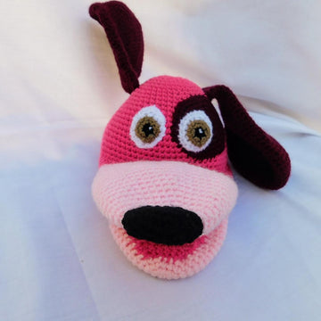 Belita, the amigurumi dog, hand puppet