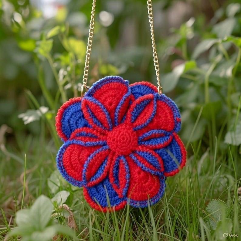 Crochet 3D Flower Bag Pattern – Layered Handbag PDF + Video Tutorial