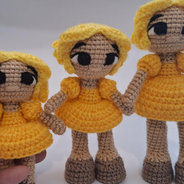 Yellow Rainbow Crochet Doll 3 Levels in 1