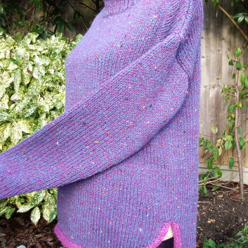Split Length Tunic Sweater with Contrast Hems