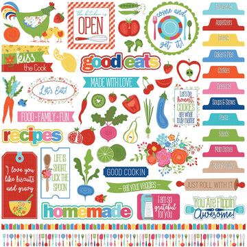 Photoplay Paper What's Cooking Stickers 12"X12" - Elements
