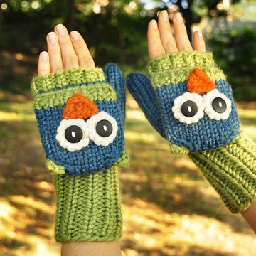 Smitten Mittens Fingerless Owl and Cat Animal Mittens