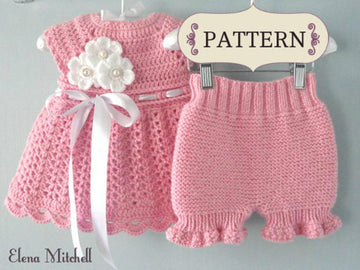 Crochet and Knitting PATTERN Baby Dress Baby Bloomers