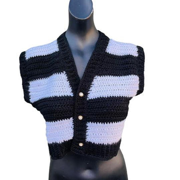 Wednesday Cropped Crochet Waistcoat
