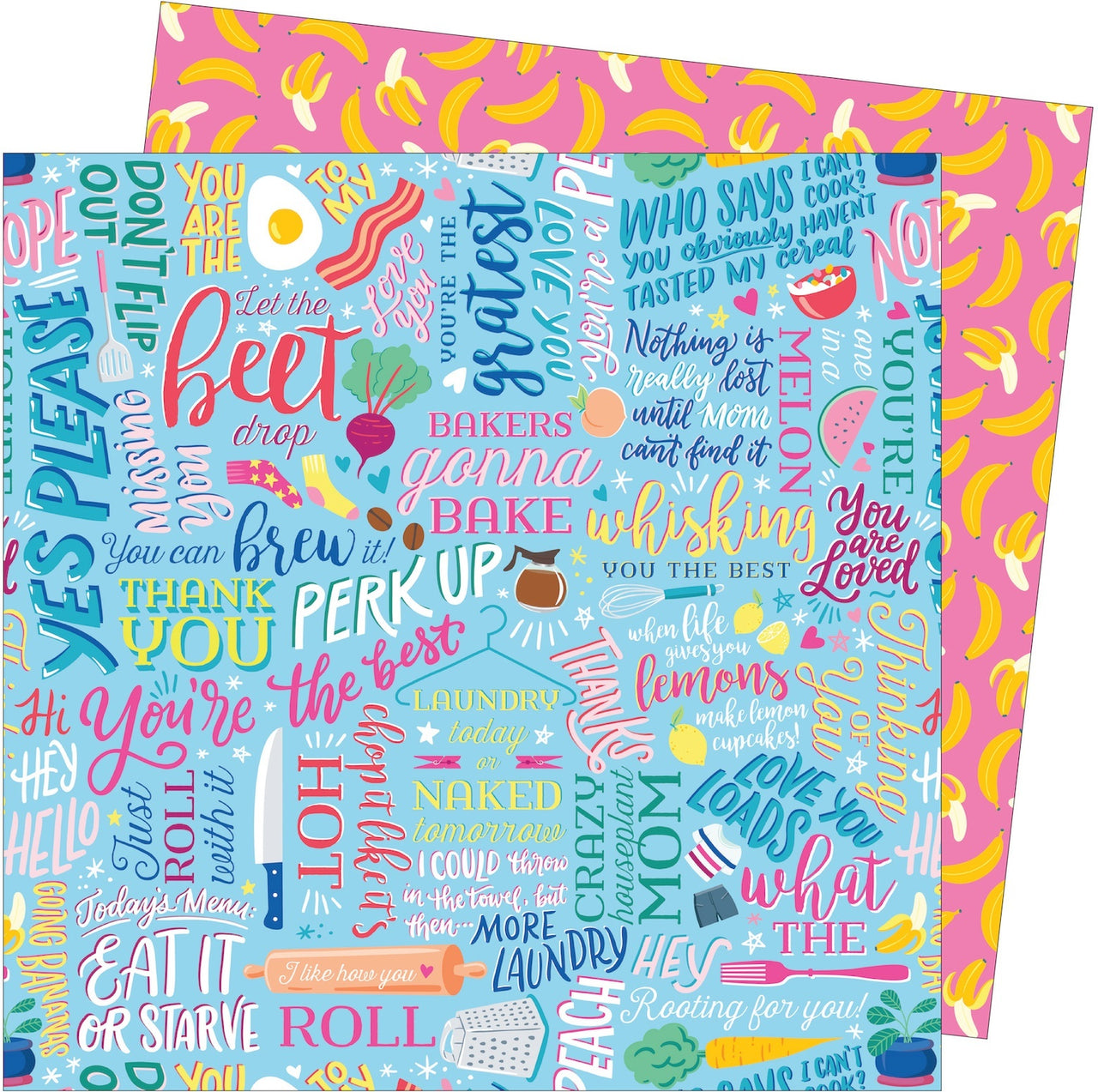 American Crafts Damask Love Write At Home Double-Sided Cardstock 12"X12" 25/Pkg - Go Bananas