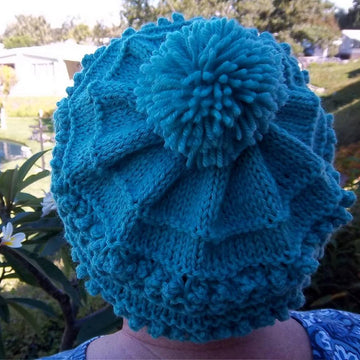 Blue Lacy Bobble Hat