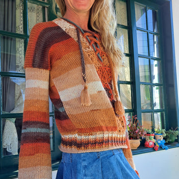 Knitted sweater with granny squares