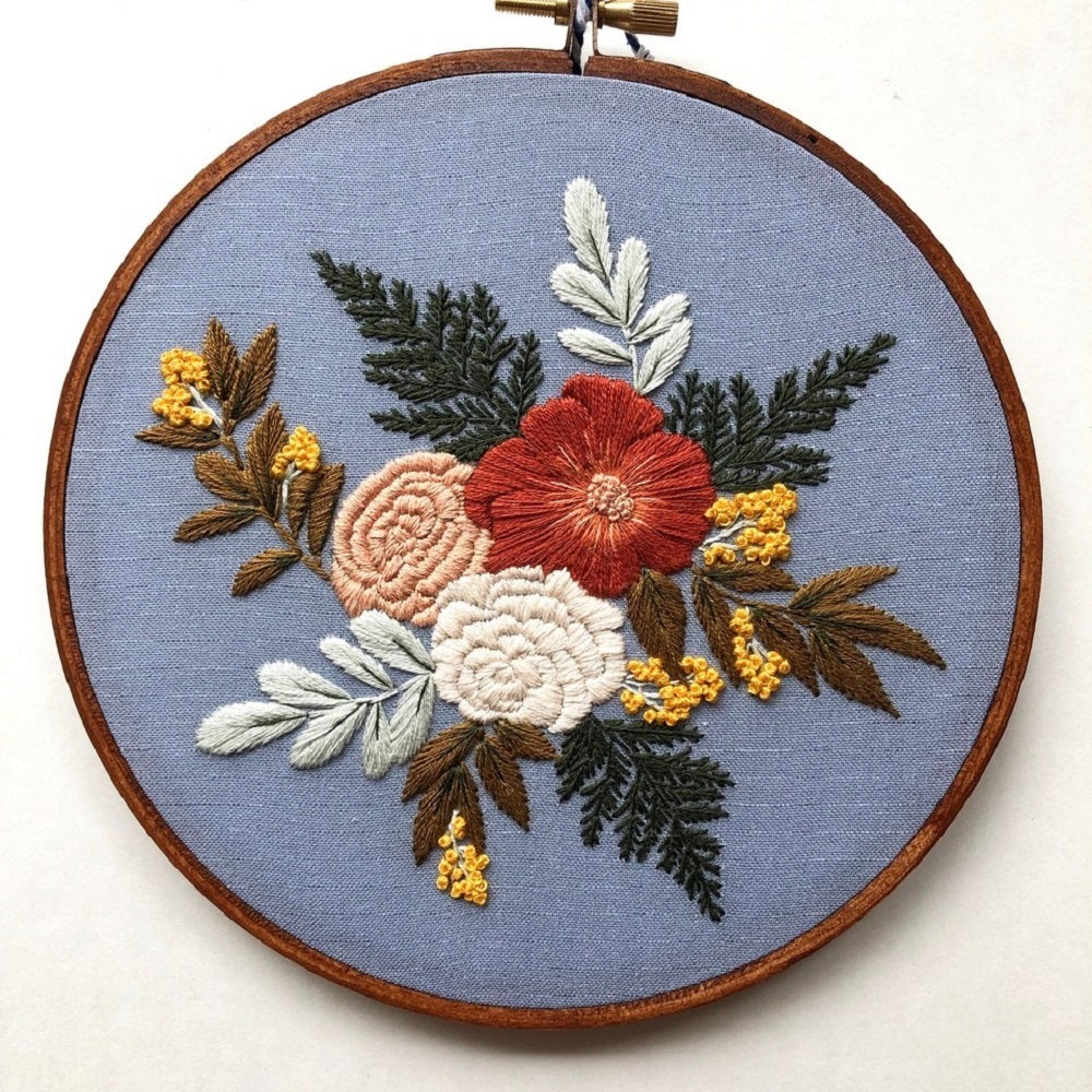 Hoffelt and Hooper Violet Olivia - Blue Embroidery Kit - 6in