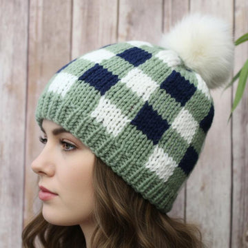 Knitting pattern plaid hat, adult and child #502