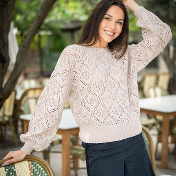 2410 Crepe Eyelet Sweater