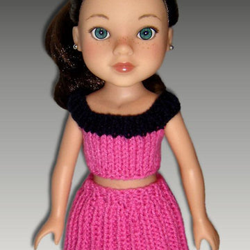 Ribbed Skirt and Crop Top for 14 inch dolls, Hearts for Hearts