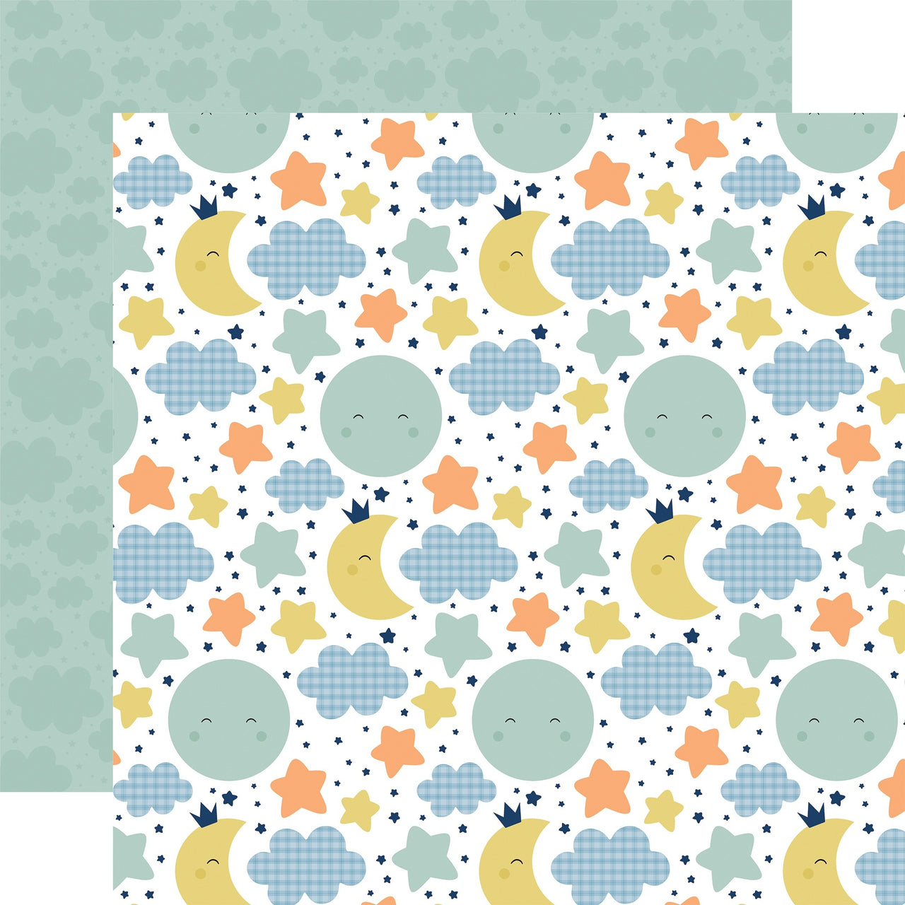 Echo Park Paper Baby Boy Double-Sided Cardstock 12"X12" 25/Pkg - Moon & Stars