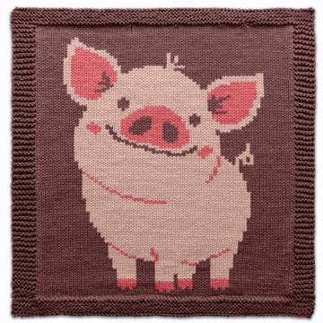 Piggy Square Knitting Pattern, Little Pink Porker