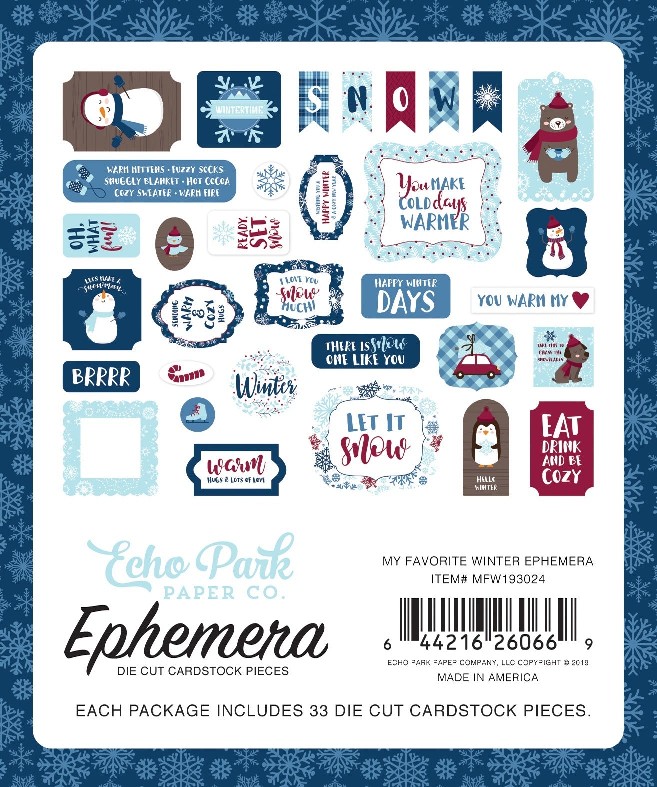Echo Park Paper Echo Park Cardstock Ephemera 33/Pkg - Icons, My Favorite Winter