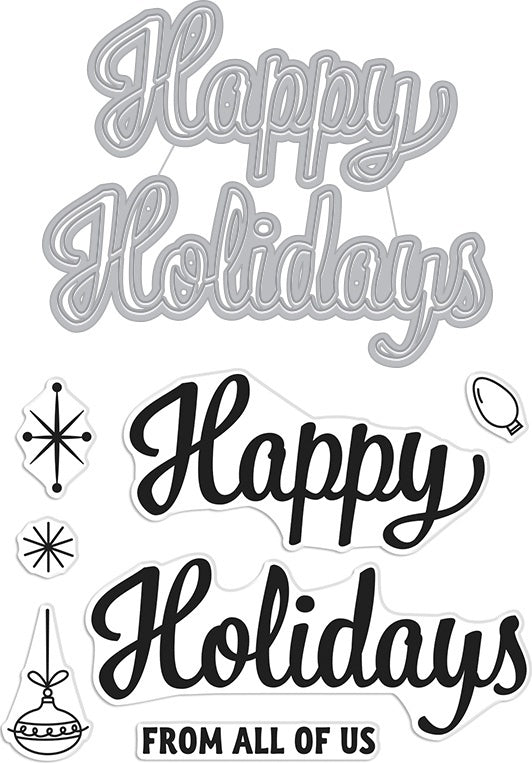 Hero Arts Stamp & Cut - Happy Holidays Script