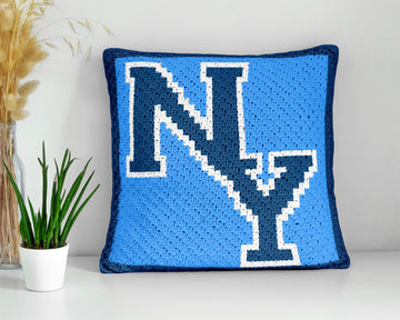 Beginner-friendly New York Blue Square Sofa Cushion CROCHET PATTERN