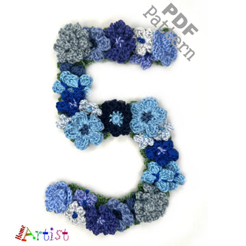 Flower Number 5 crochet applique pattern