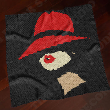 Red Hat Woman Blanket C2C Crochet PATTERN