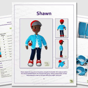 24 inch crochet doll pattern PDF, XL amigurumi doll, Shawn