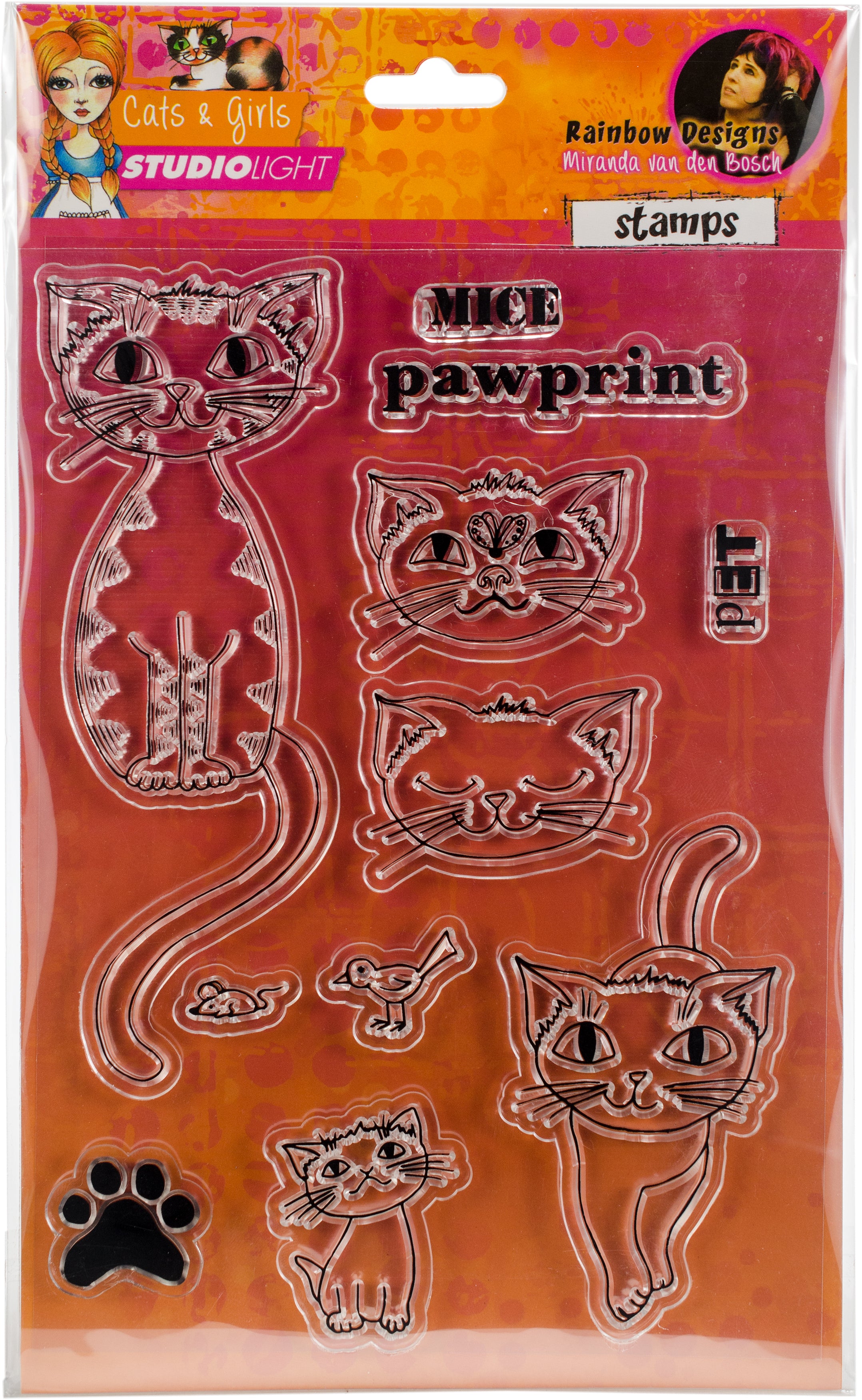 Studio Light Mixed Media Rainbow Designs Stamps - Cats & Girls-Mice