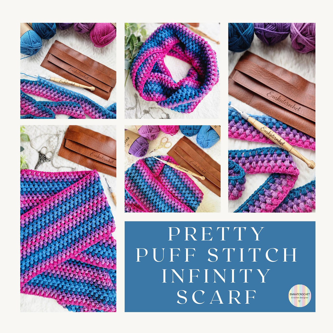 Pretty Puff Stitch Infinity Scarf