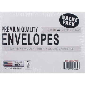 Leader Paper Products Leader A7 Envelopes (5.25"X7.25") 100/Pkg - White