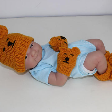 New Baby Teddy Bear Booties, Beanie & Mittens