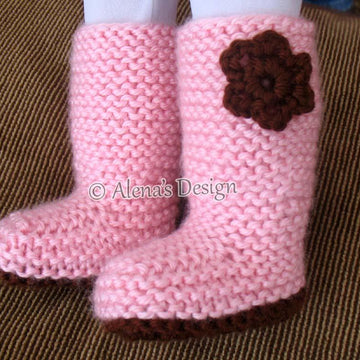 18" DOLL FLOWER KNIT BOOTS