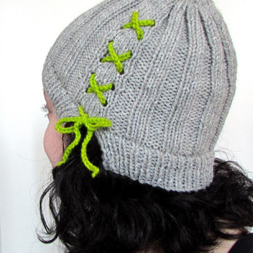 Lace Up Ribbed Beanie