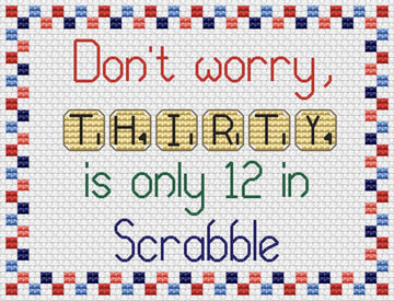 Scrabble 30 Cross Stitch PDF Pattern