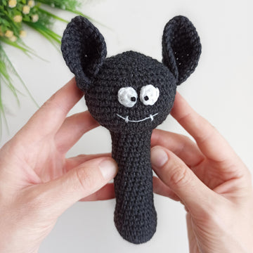 Crochet bat baby rattle pattern