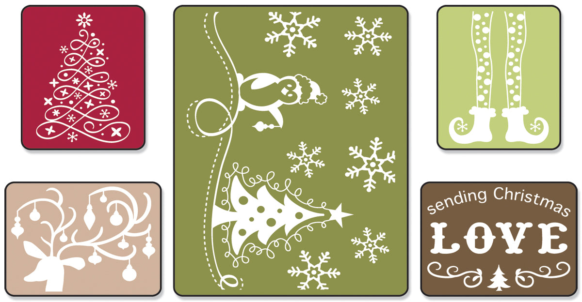 Sizzix Textured Impressions A2 Embossing Folders 5/Pkg - Sending Christmas Love