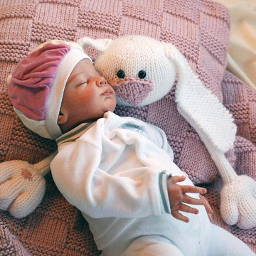 Pink Baby Bunny Toy Blanket