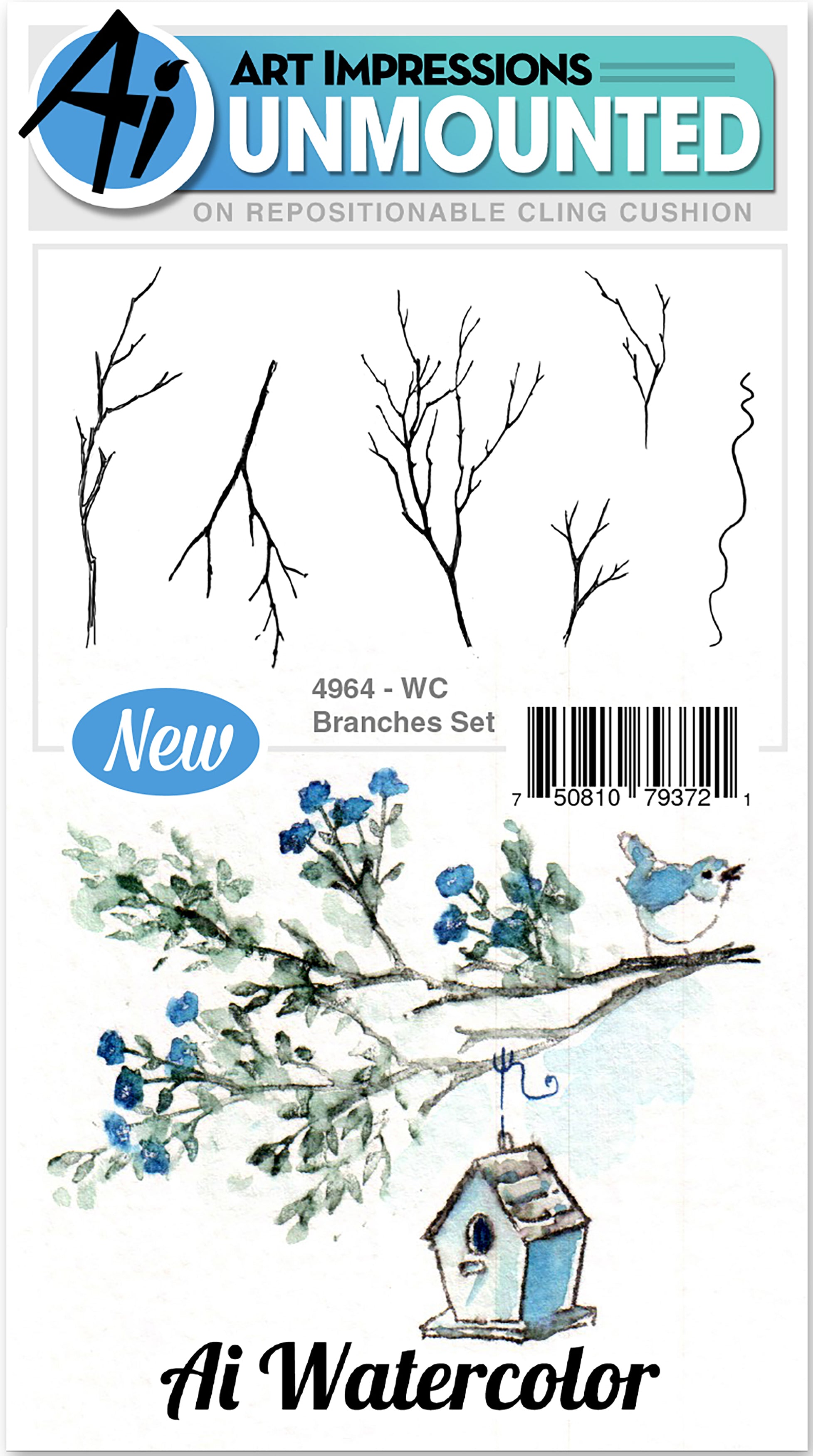 Art Impressions Watercolor Cling Rubber Stamps - Branches
