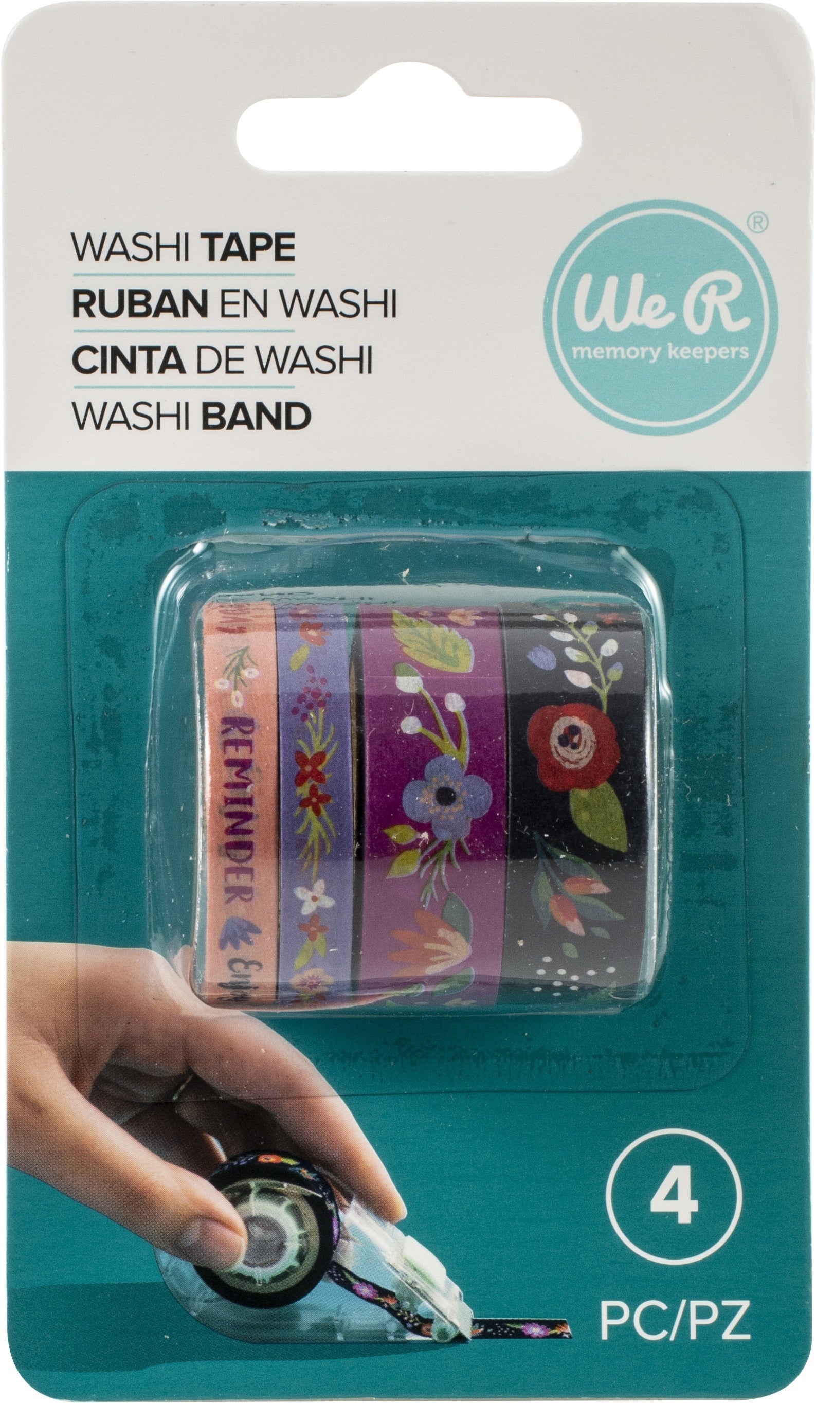 We R Memory Keepers We R Washi Tape Rolls 4/Pkg - Dark Floral