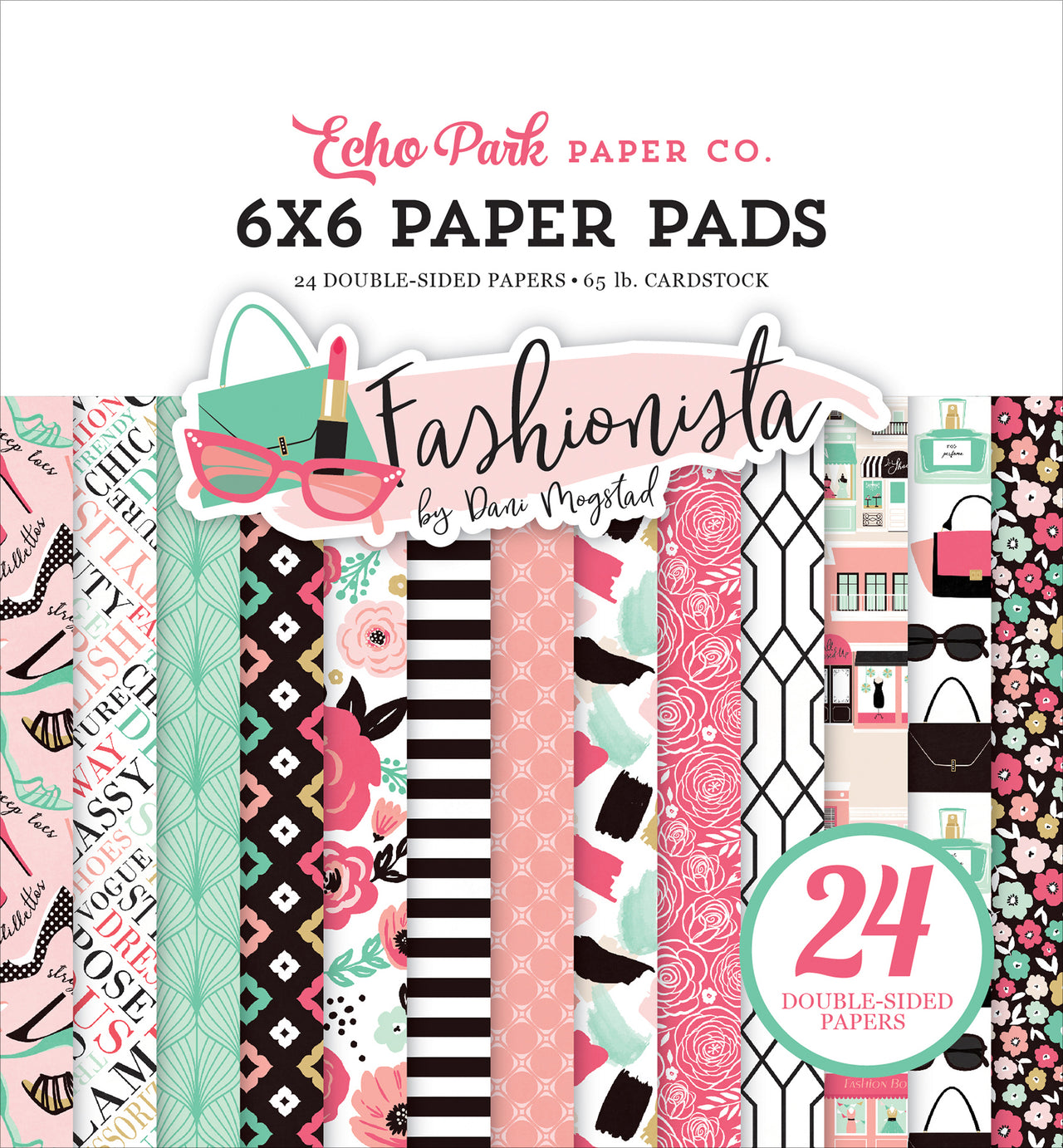 Echo Park Paper Echo Park Double-Sided Paper Pad 6"X6" 24/Pkg - Fashionista, 12 Designs/2 Each