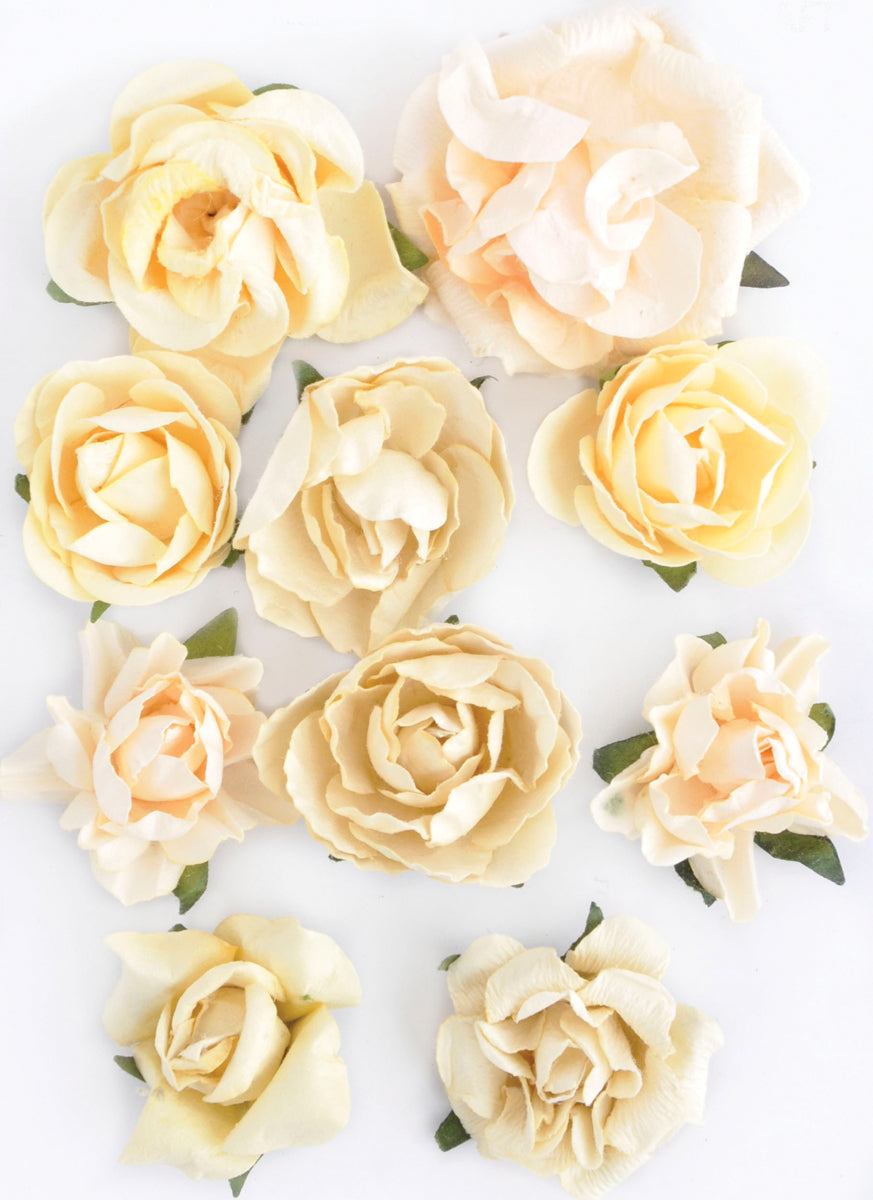 Kaisercraft Paper Blooms 10/Pkg - Buttercream, 1" - 1.5"