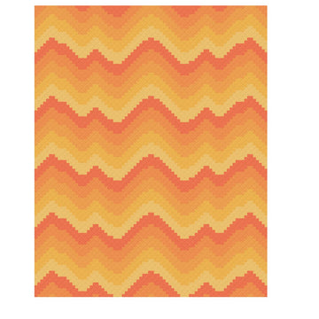 Orange Gradient Bargello C2C Pattern - Large Throw Blanket PDF with Graph + Row-by-Row count